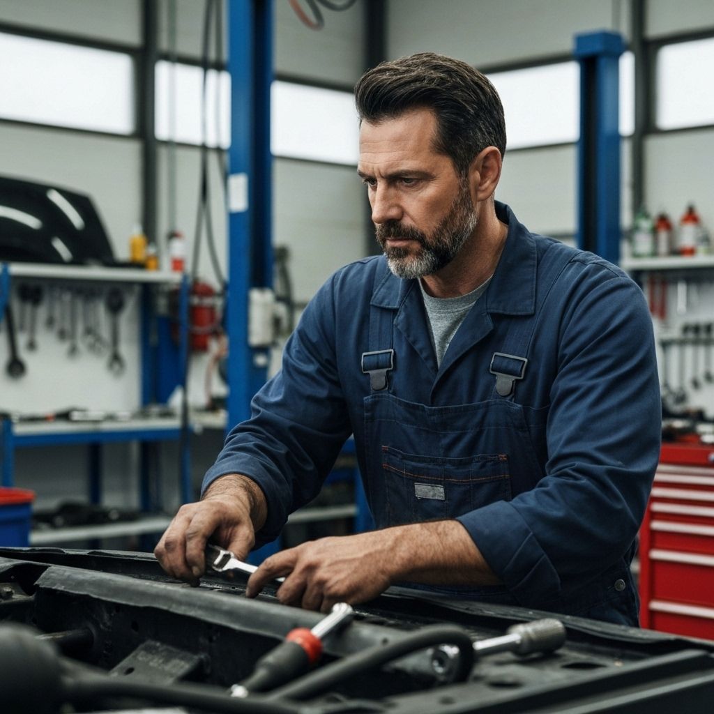Professional mechanic providing automotive service estimate